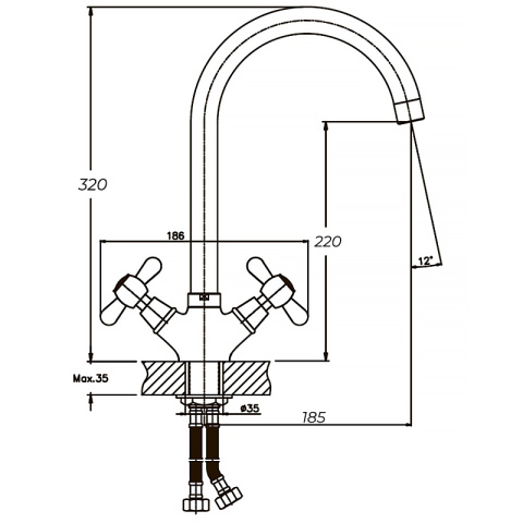 Dřezová baterie MIXXUS PREMIUM DOMINOX 275 (NUT) | DOMINOX 275 (NUT)